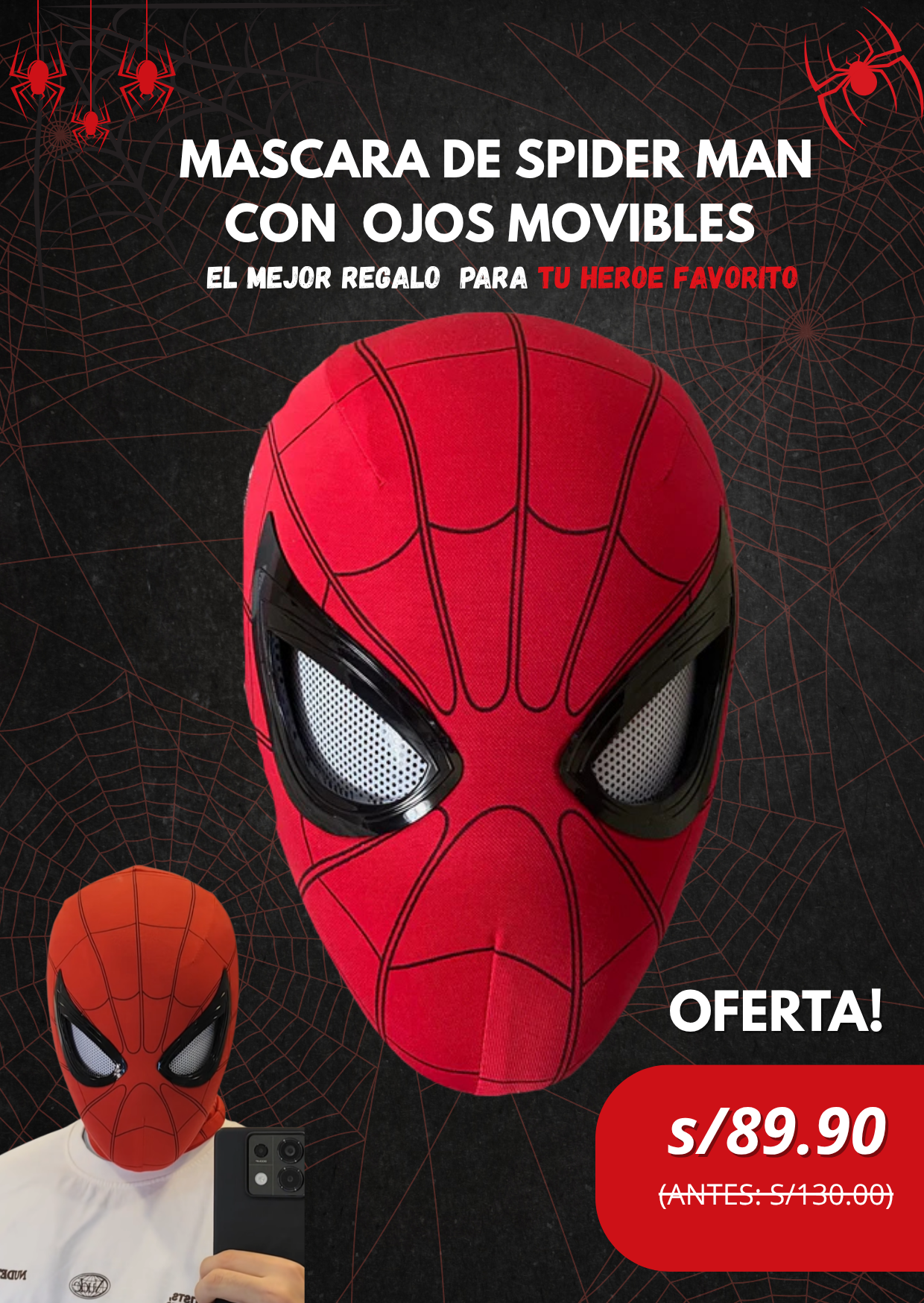 MÁSCARA CON OJOS MOVIBLES - PARA TU HÉROE FAVORITO 💥